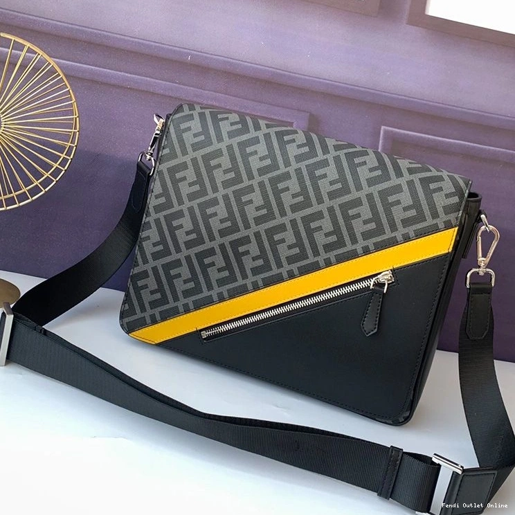 Black Bag Motif Messenger Large FF Fabric Fendi In 0721